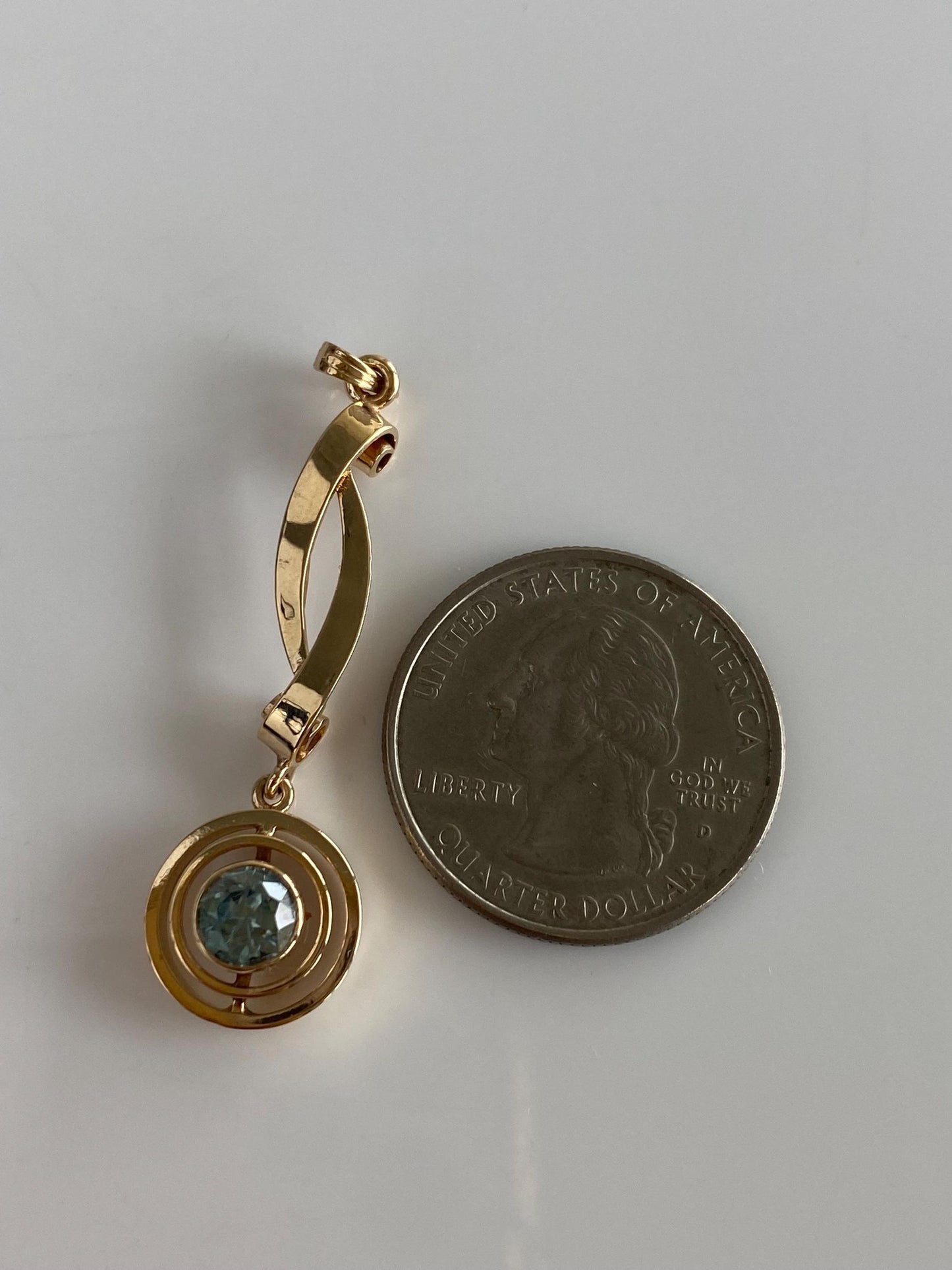 Vintage Solid 9k Yellow Gold Topaz Dangle Charm