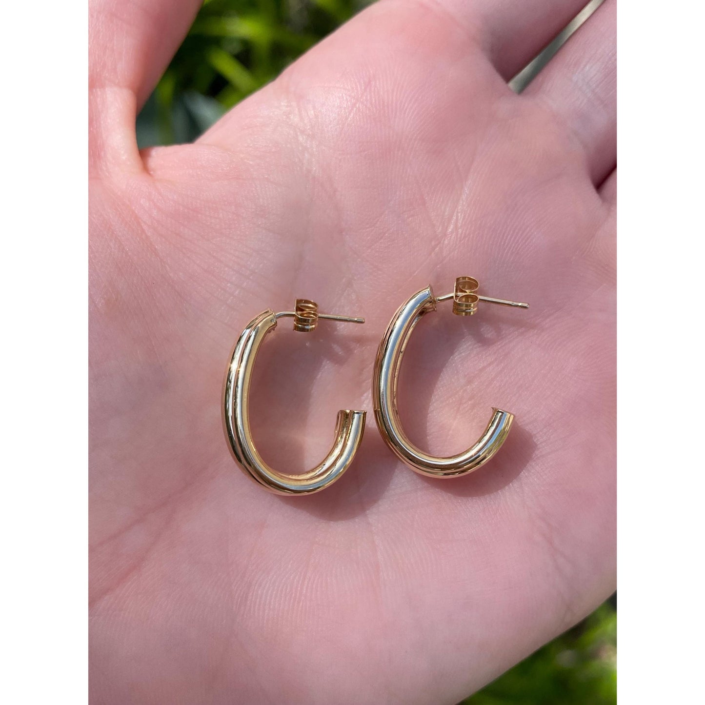 Vintage 14k Yellow Gold Layered Drop Half Hoop Earrings