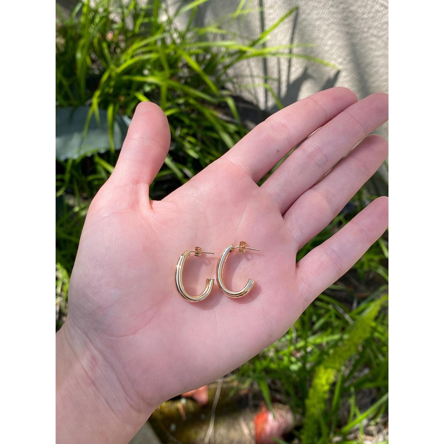 Vintage 14k Yellow Gold Layered Drop Half Hoop Earrings