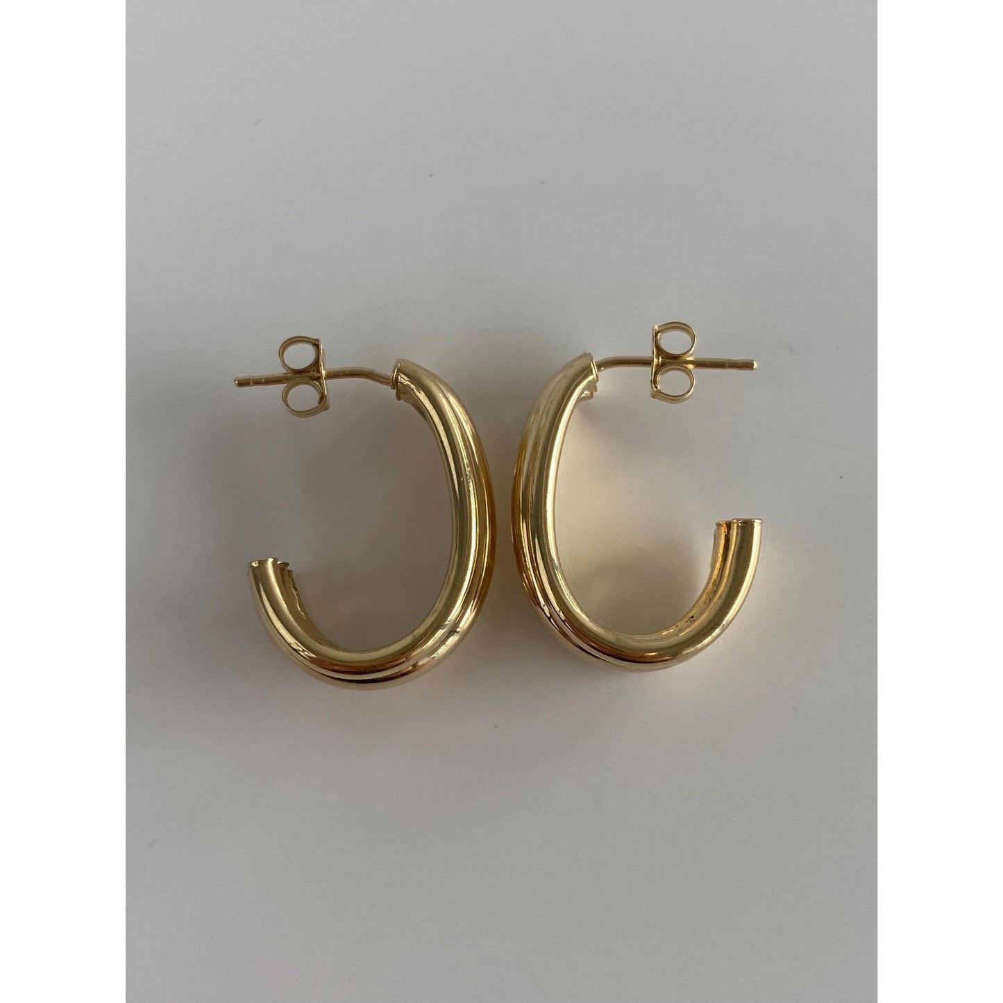 Vintage 14k Yellow Gold Layered Drop Half Hoop Earrings