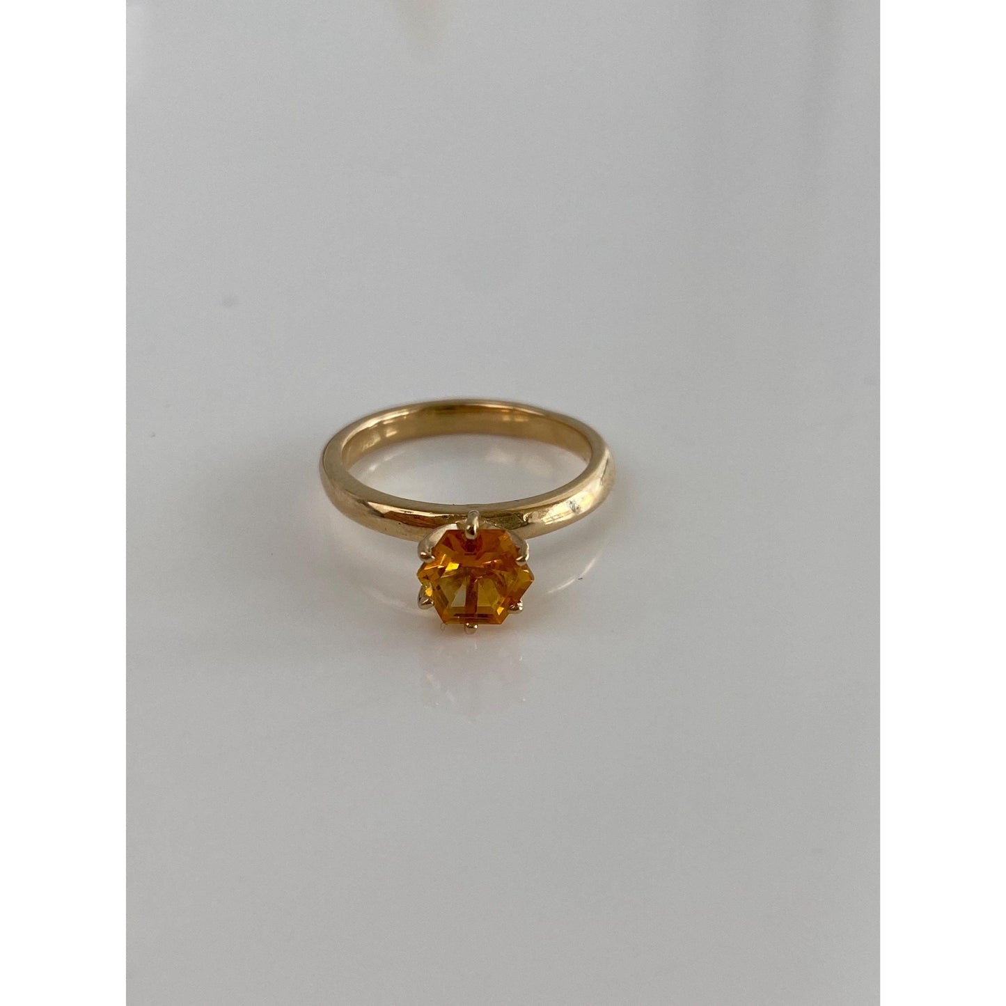 Vintage Solid 14k Yellow Gold Citrine Ring - Size 5.75