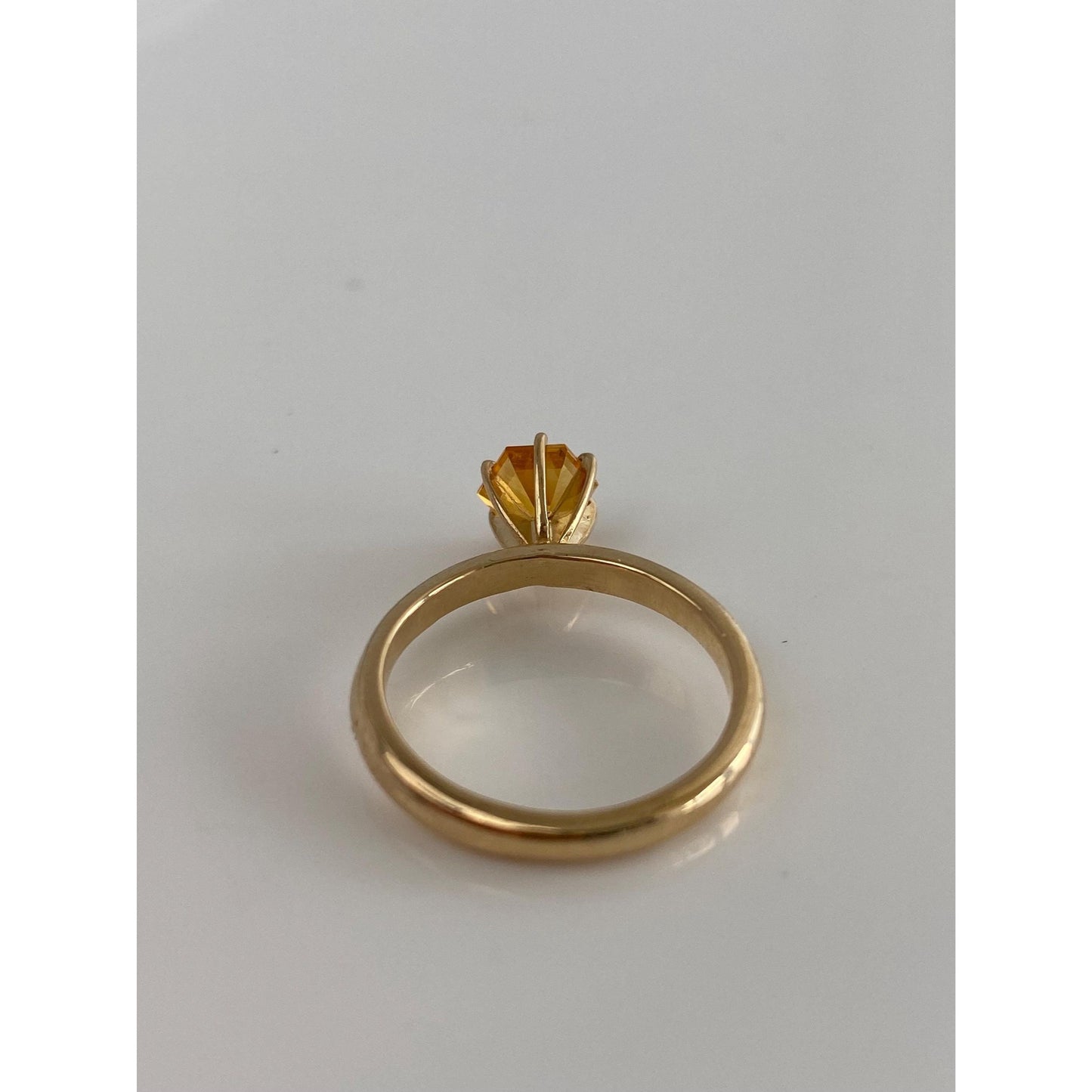 Vintage Solid 14k Yellow Gold Citrine Ring - Size 5.75