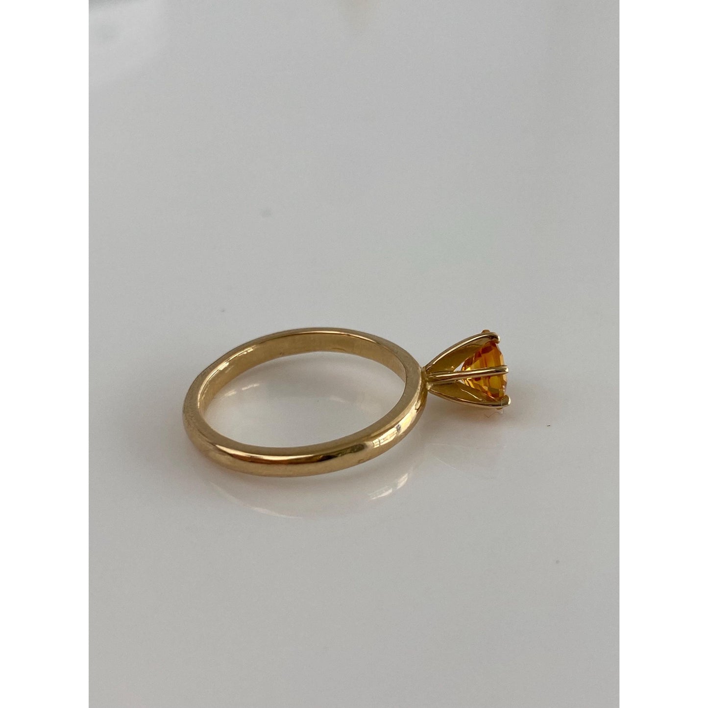 Vintage Solid 14k Yellow Gold Citrine Ring - Size 5.75