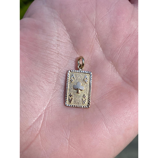 Vintage Solid 18k Yellow Gold Ace of Clubs Cufflink Conversion Charm