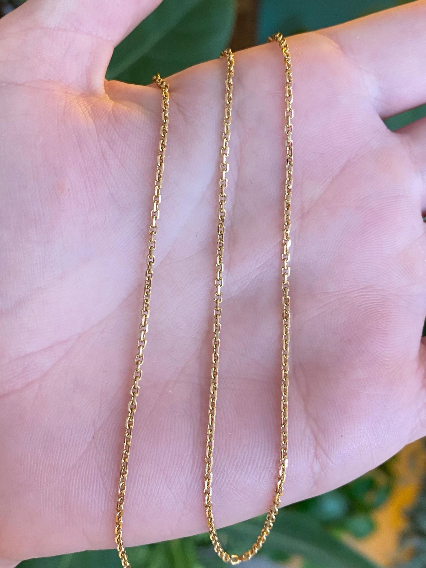 Vintage Solid 18k Yellow Gold Biker Link Chain Necklace - 17.5 inches