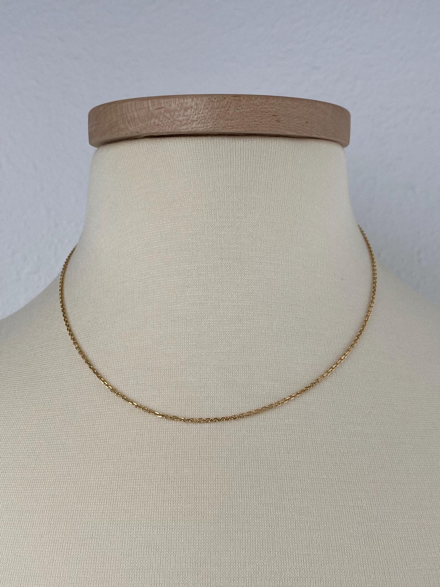 Vintage Solid 18k Yellow Gold Biker Link Chain Necklace - 17.5 inches