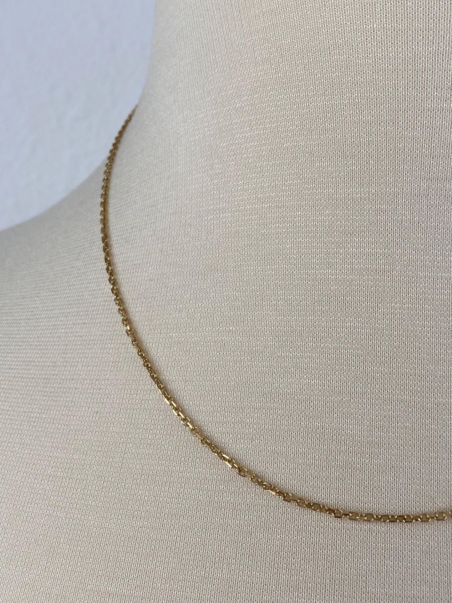 Vintage Solid 18k Yellow Gold Biker Link Chain Necklace - 17.5 inches