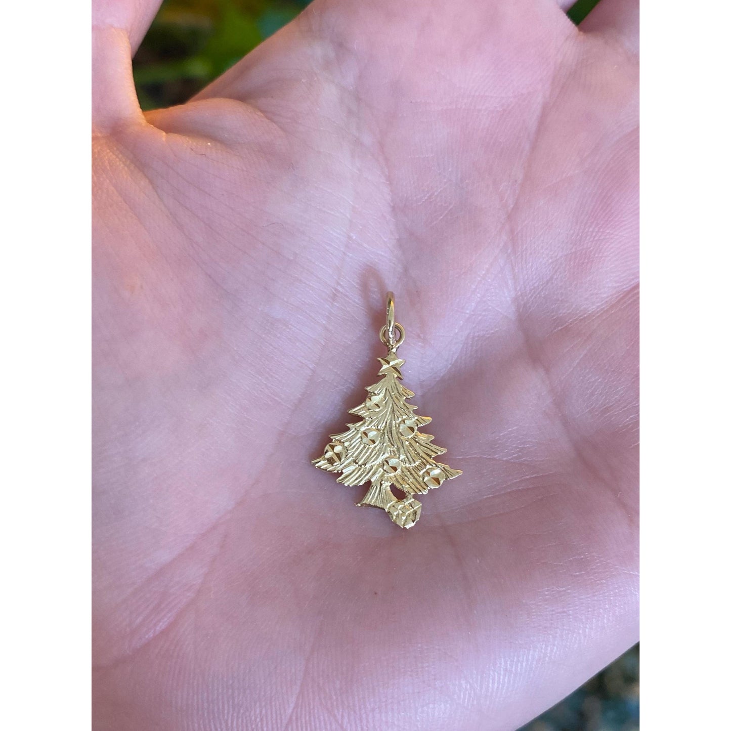 Vintage Solid 14k Yellow Gold Christmas Tree Charm