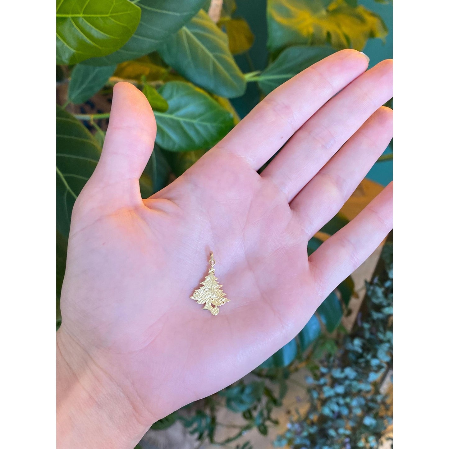 Vintage Solid 14k Yellow Gold Christmas Tree Charm