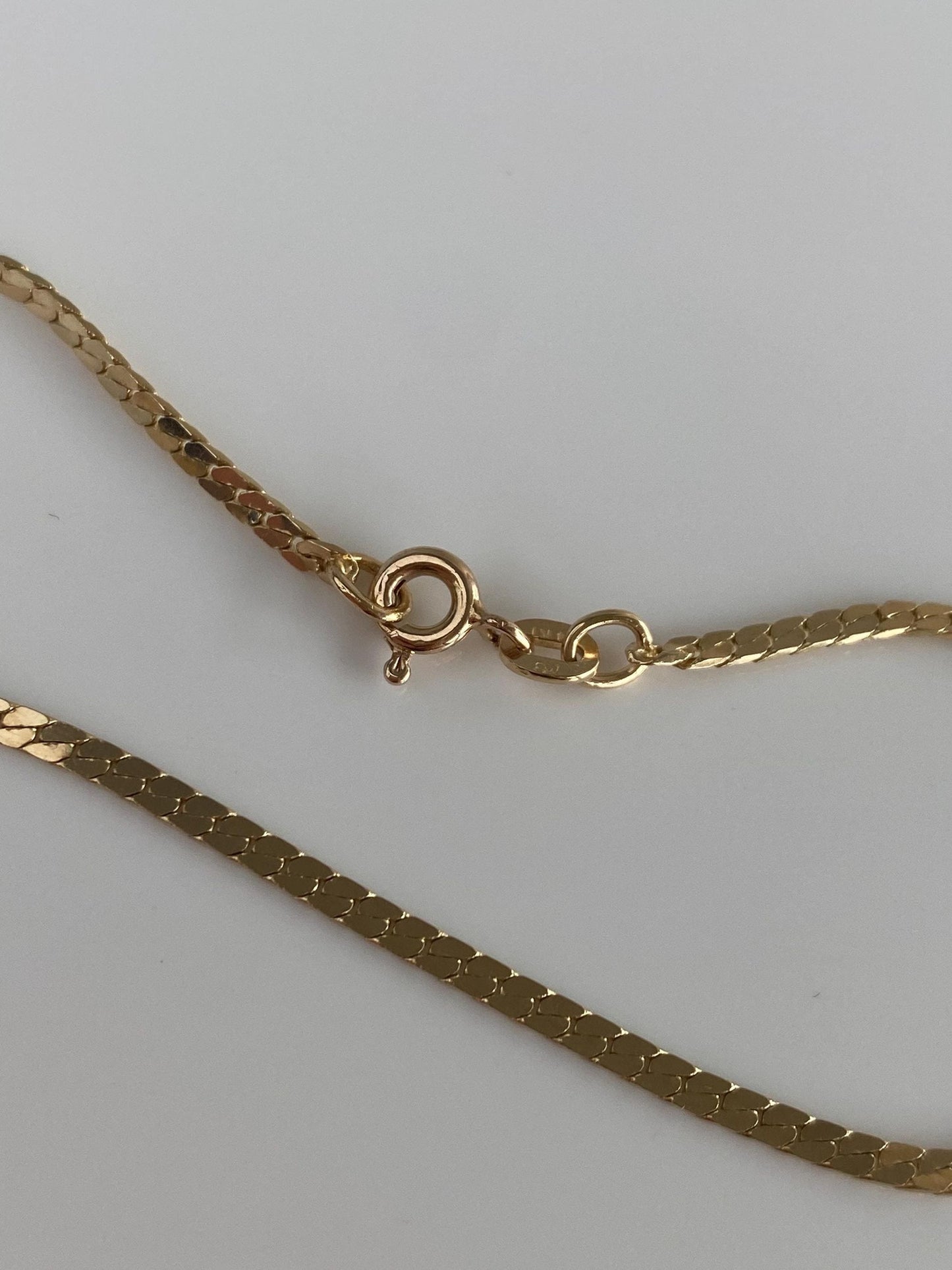 Vintage Solid 14k Yellow Gold Flat Curb Chain Bracelet - 7 inches