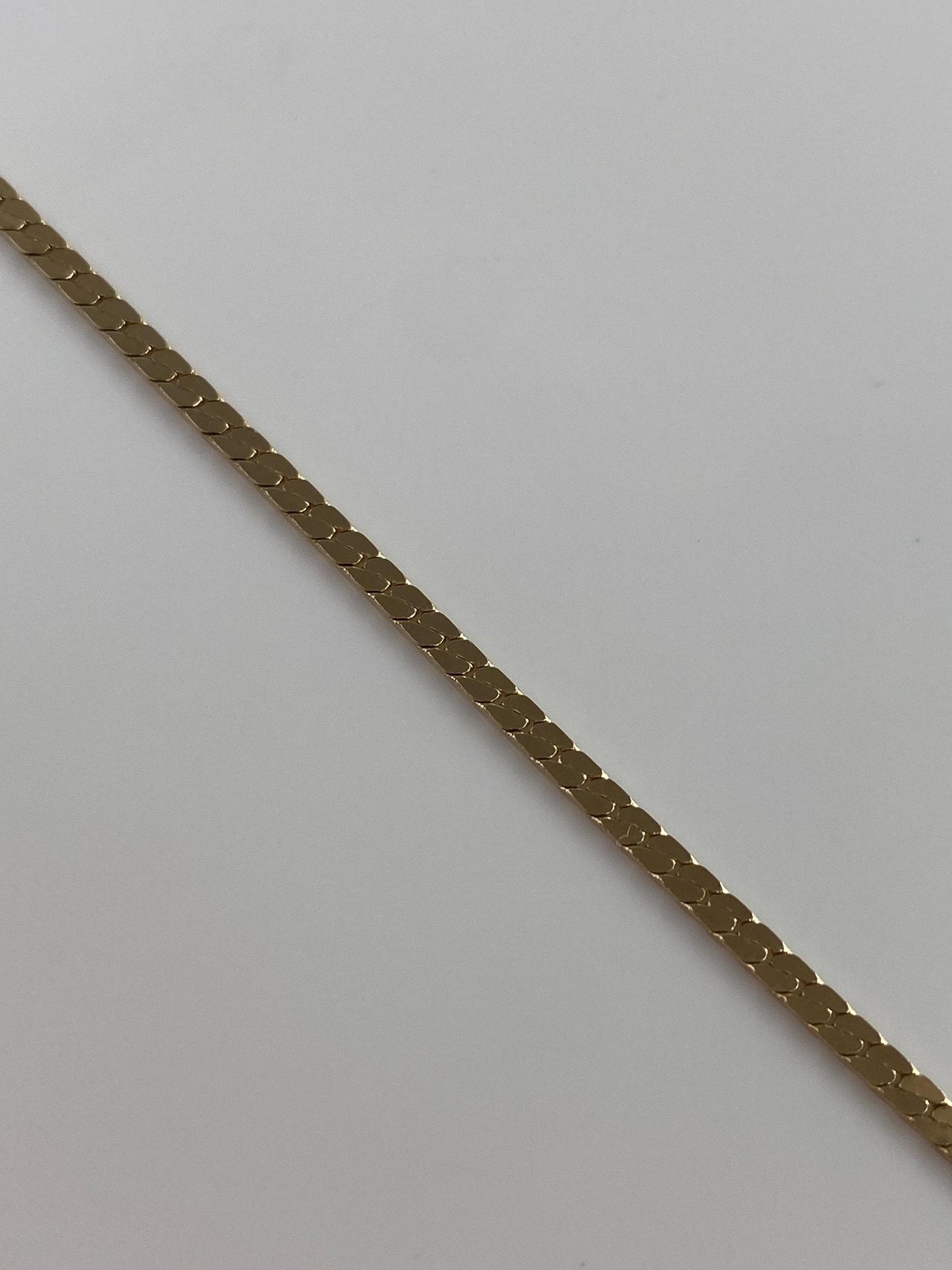 Vintage Solid 14k Yellow Gold Flat Curb Chain Bracelet - 7 inches