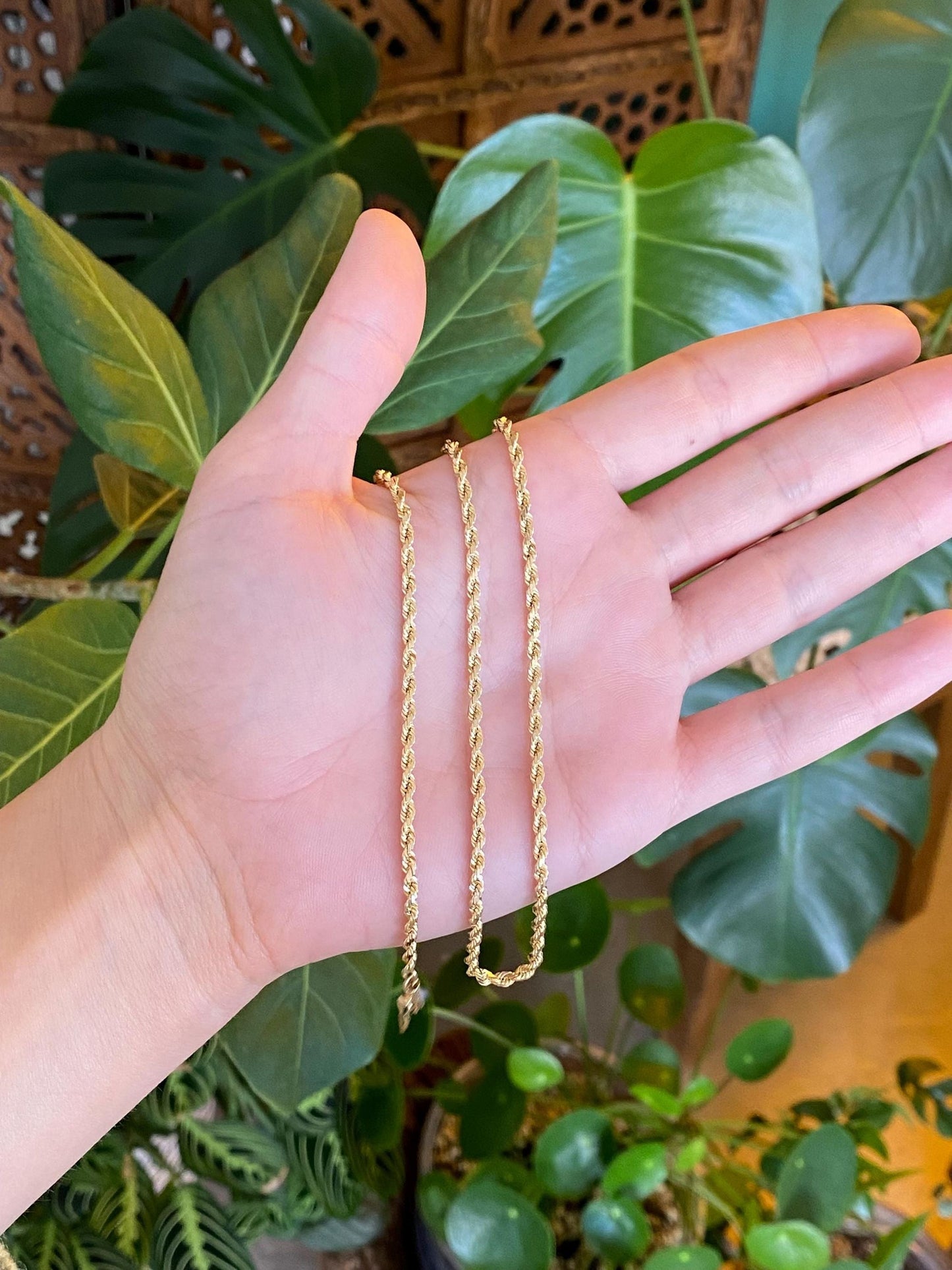 Vintage Solid 14k Yellow Gold Rope Chain Necklace - 22.25 inches
