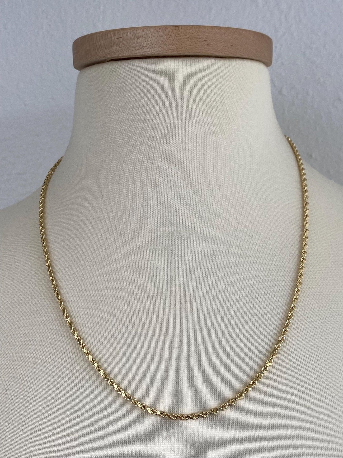 Vintage Solid 14k Yellow Gold Rope Chain Necklace - 22.25 inches
