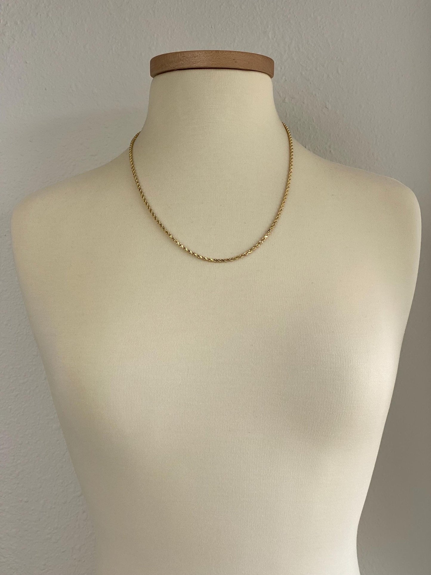Vintage Solid 14k Yellow Gold Rope Chain Necklace - 22.25 inches