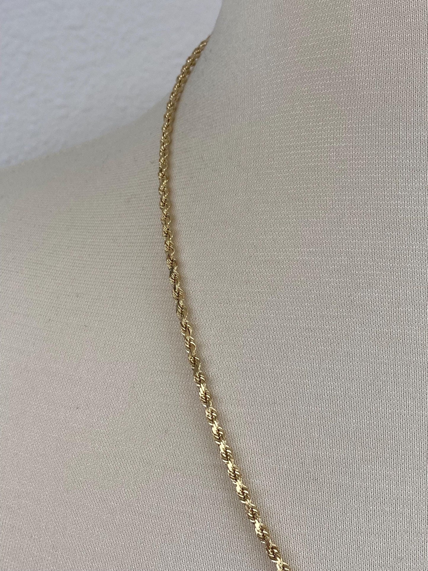 Vintage Solid 14k Yellow Gold Rope Chain Necklace - 22.25 inches