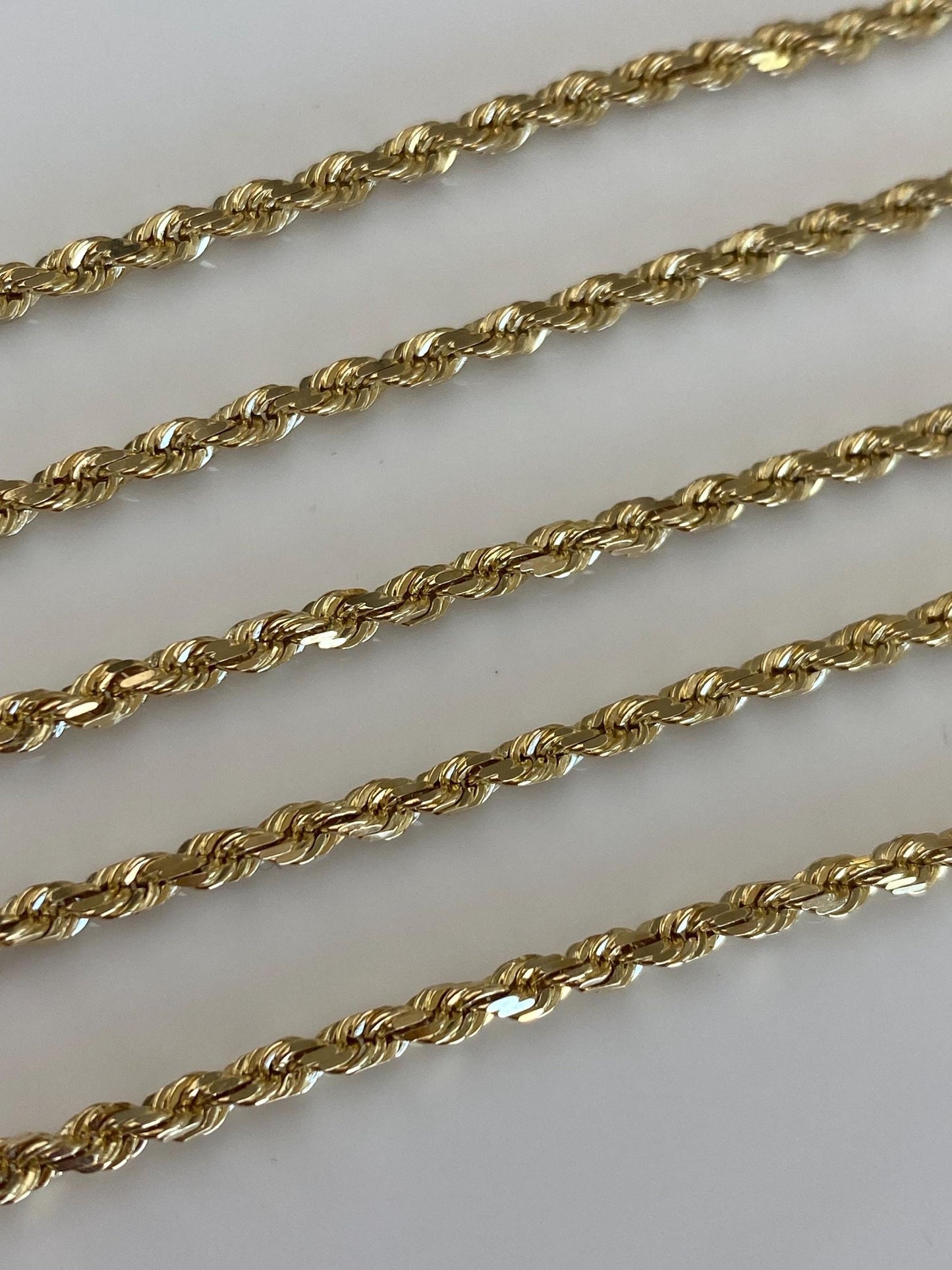 Vintage Solid 14k Yellow Gold Rope Chain Necklace - 22.25 inches