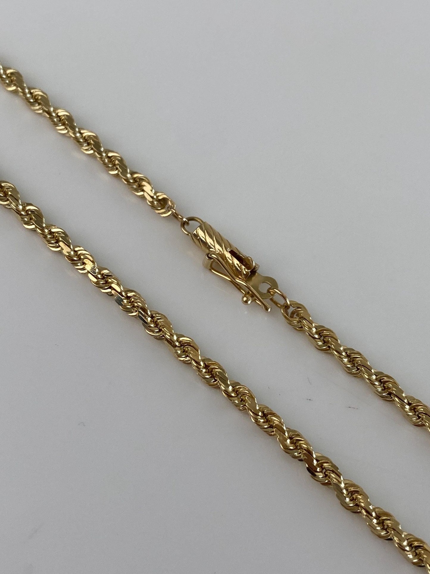 Vintage Solid 14k Yellow Gold Rope Chain Necklace - 22.25 inches