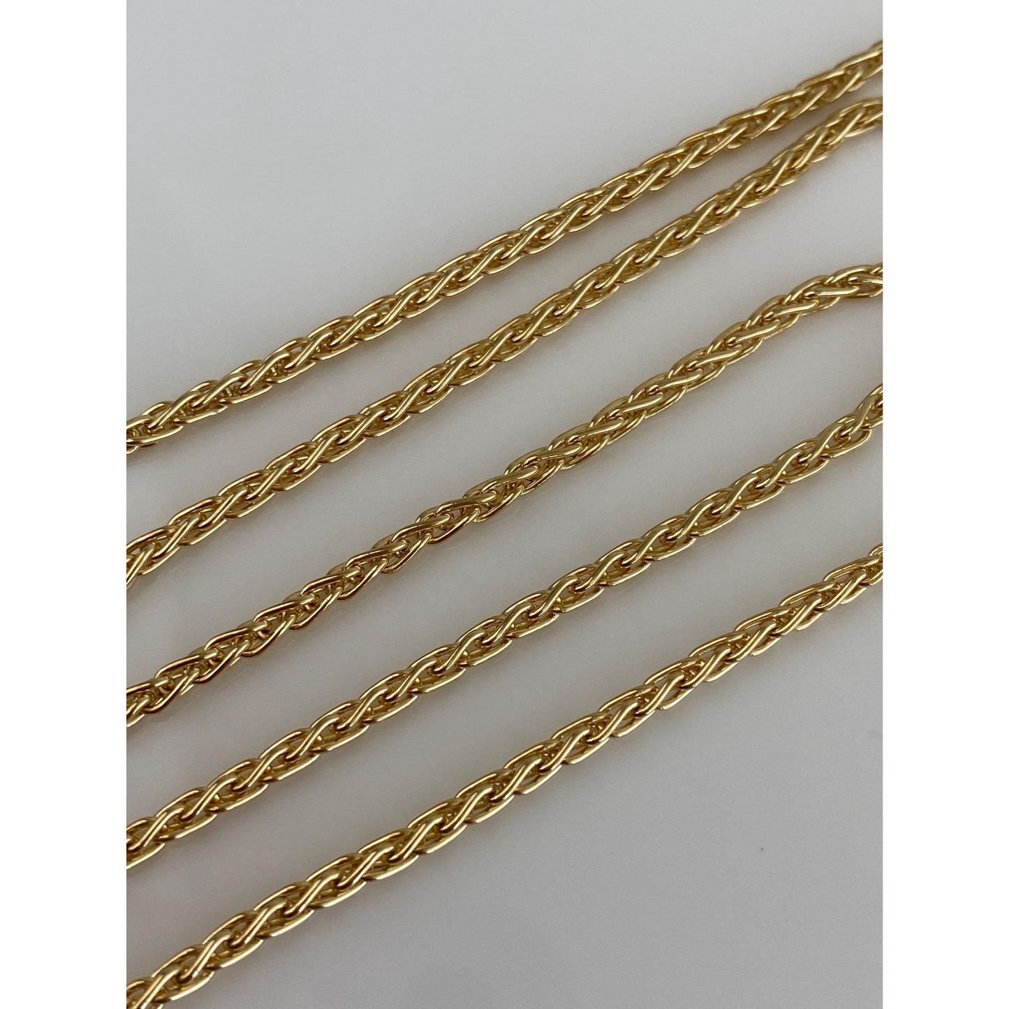 Solid 18k Yellow Gold Long Wheat Chain Necklace - 24 inches