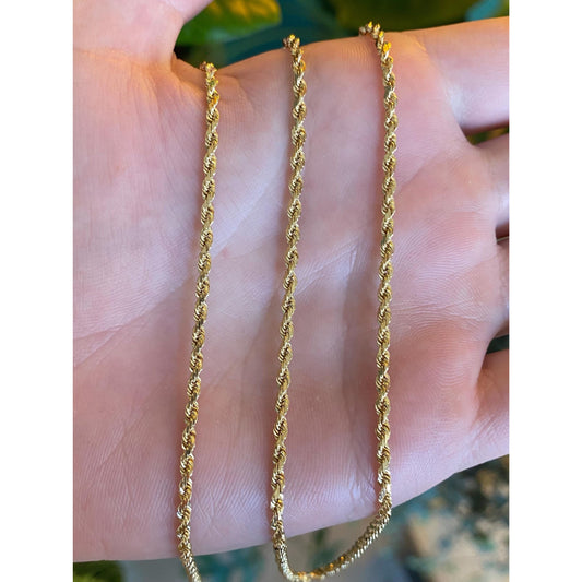 Vintage Solid 14k Yellow Gold Long Rope Chain Necklace - 30 inches