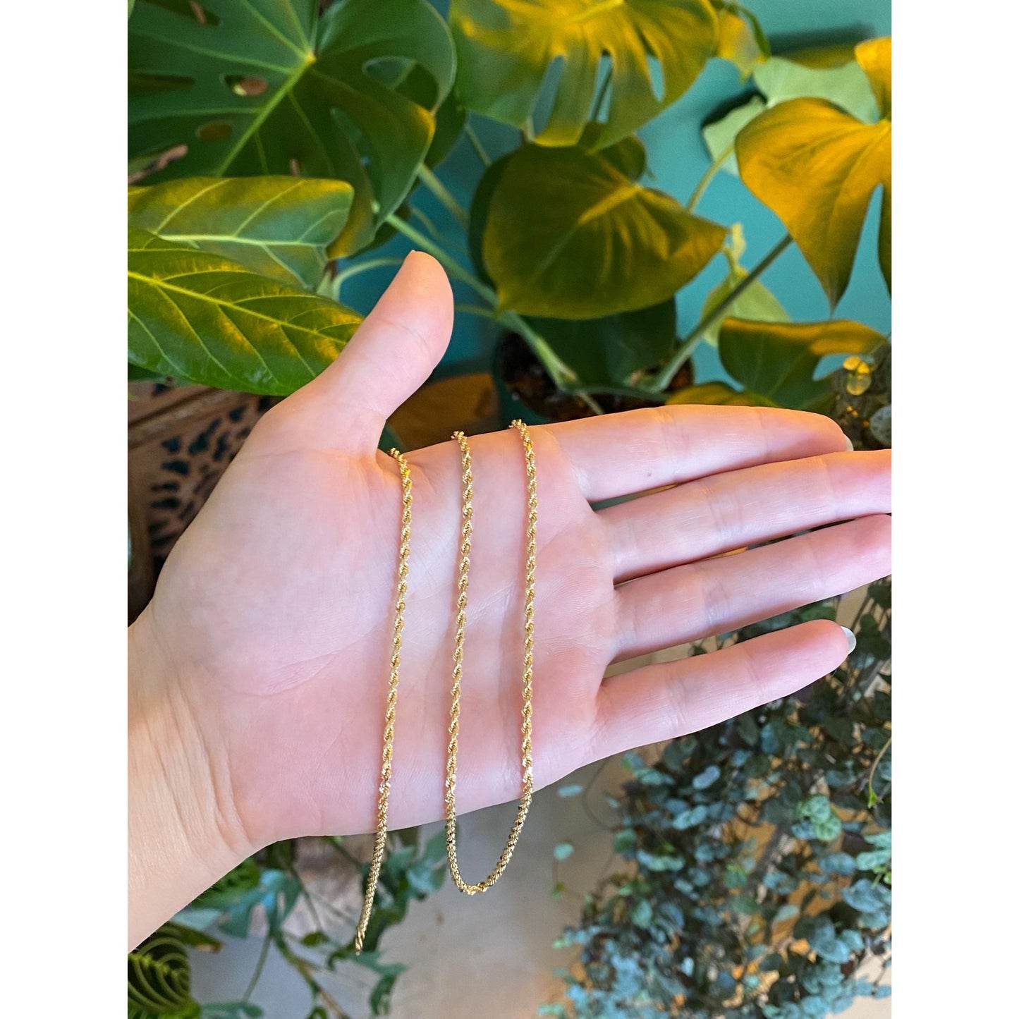 Vintage Solid 14k Yellow Gold Long Rope Chain Necklace - 30 inches