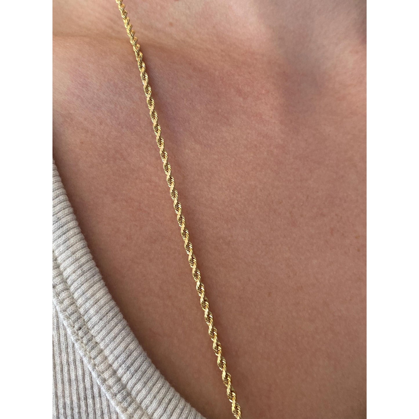 Vintage Solid 14k Yellow Gold Long Rope Chain Necklace - 30 inches