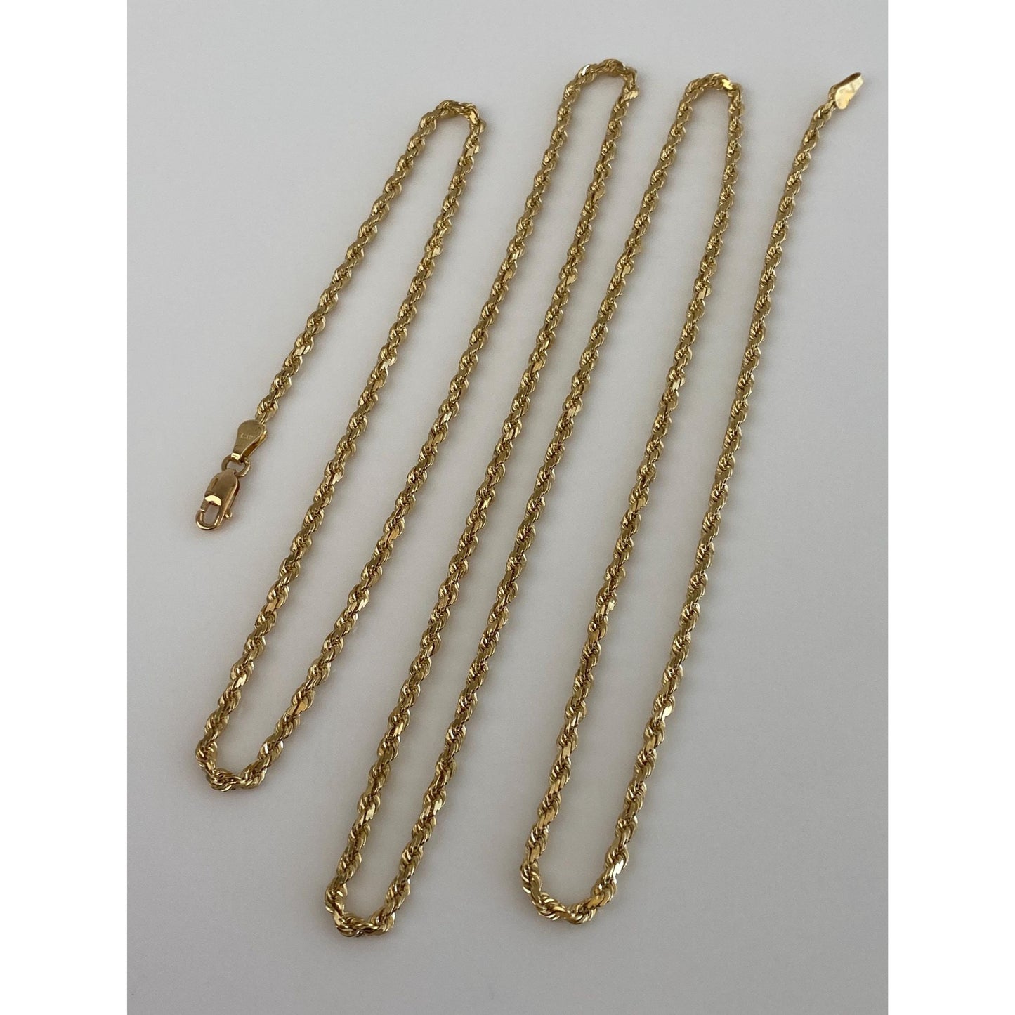Vintage Solid 14k Yellow Gold Long Rope Chain Necklace - 30 inches