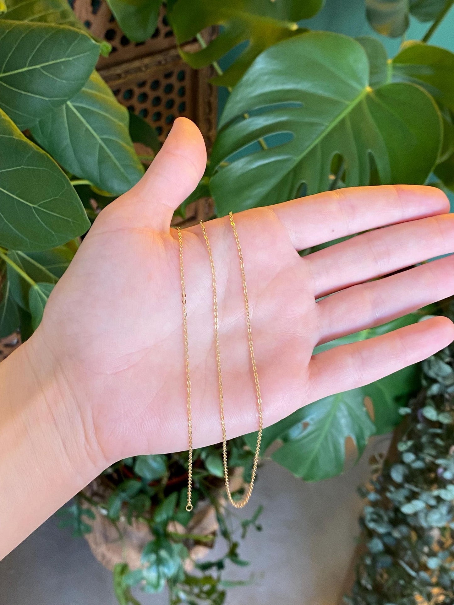 Vintage Solid 14k Yellow Gold Long Cable Chain Necklace - 26 inches