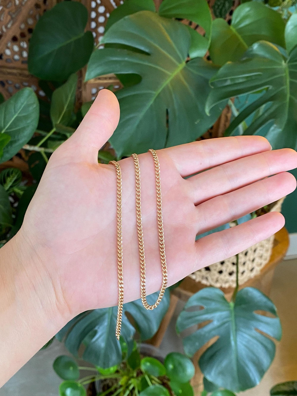 Vintage Solid 14k Yellow Gold Curb Chain Necklace - 20 inches