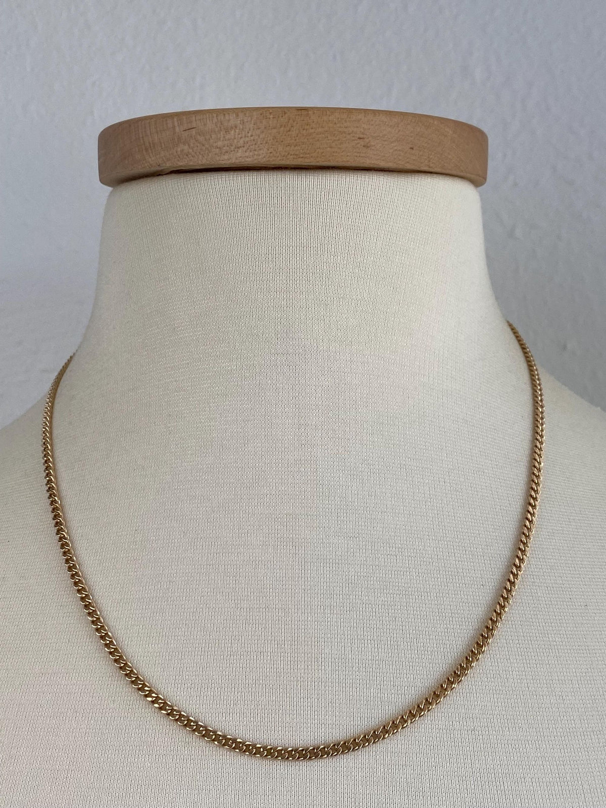 Vintage Solid 14k Yellow Gold Curb Chain Necklace - 20 inches