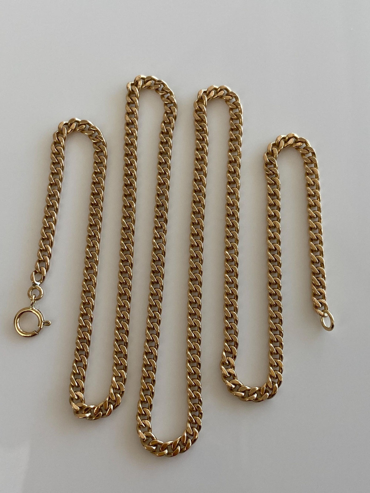 Vintage Solid 14k Yellow Gold Curb Chain Necklace - 20 inches