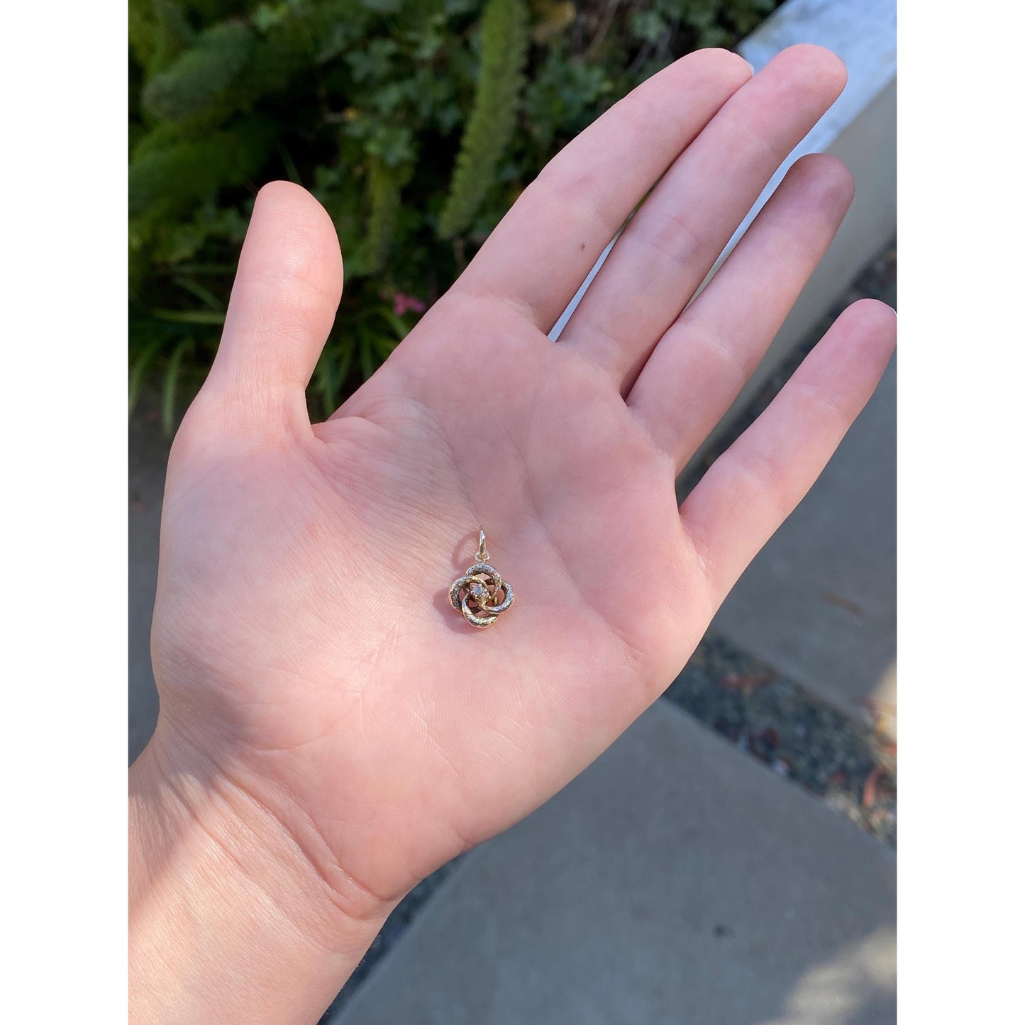 Vintage Solid 14k Yellow Gold Diamond Knot Stick Pin Conversion Charm