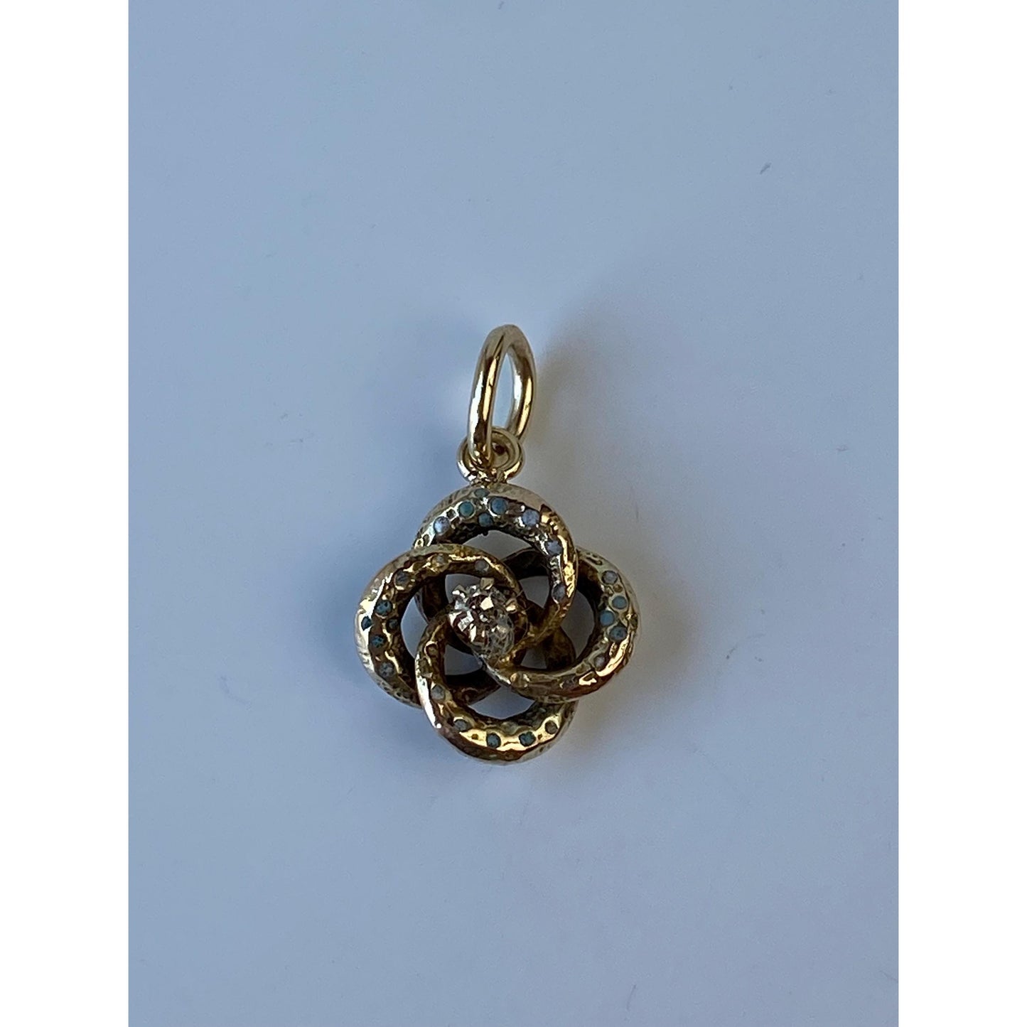 Vintage Solid 14k Yellow Gold Diamond Knot Stick Pin Conversion Charm