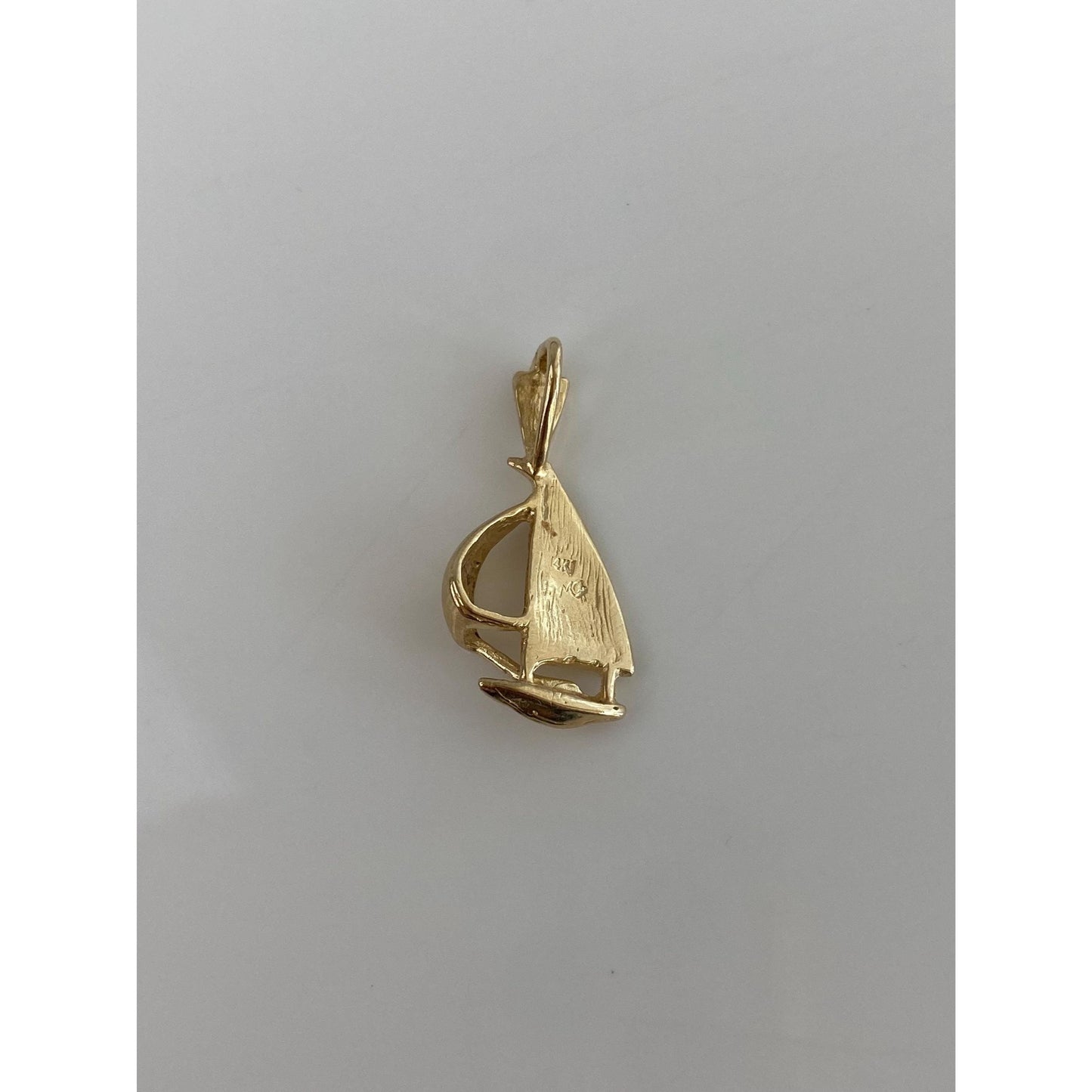 Solid 14k Yellow Gold Diamond Cut Sailboat Charm