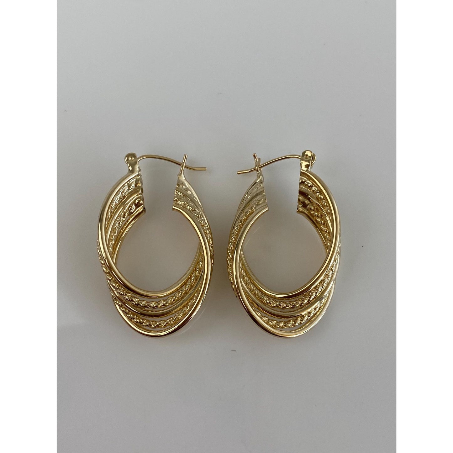 Vintage 14k Yellow Gold Layered Hoop Earrings