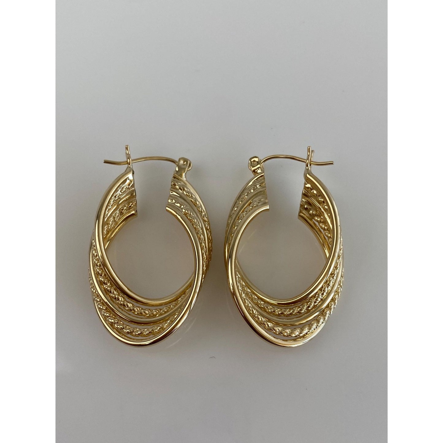 Vintage 14k Yellow Gold Layered Hoop Earrings