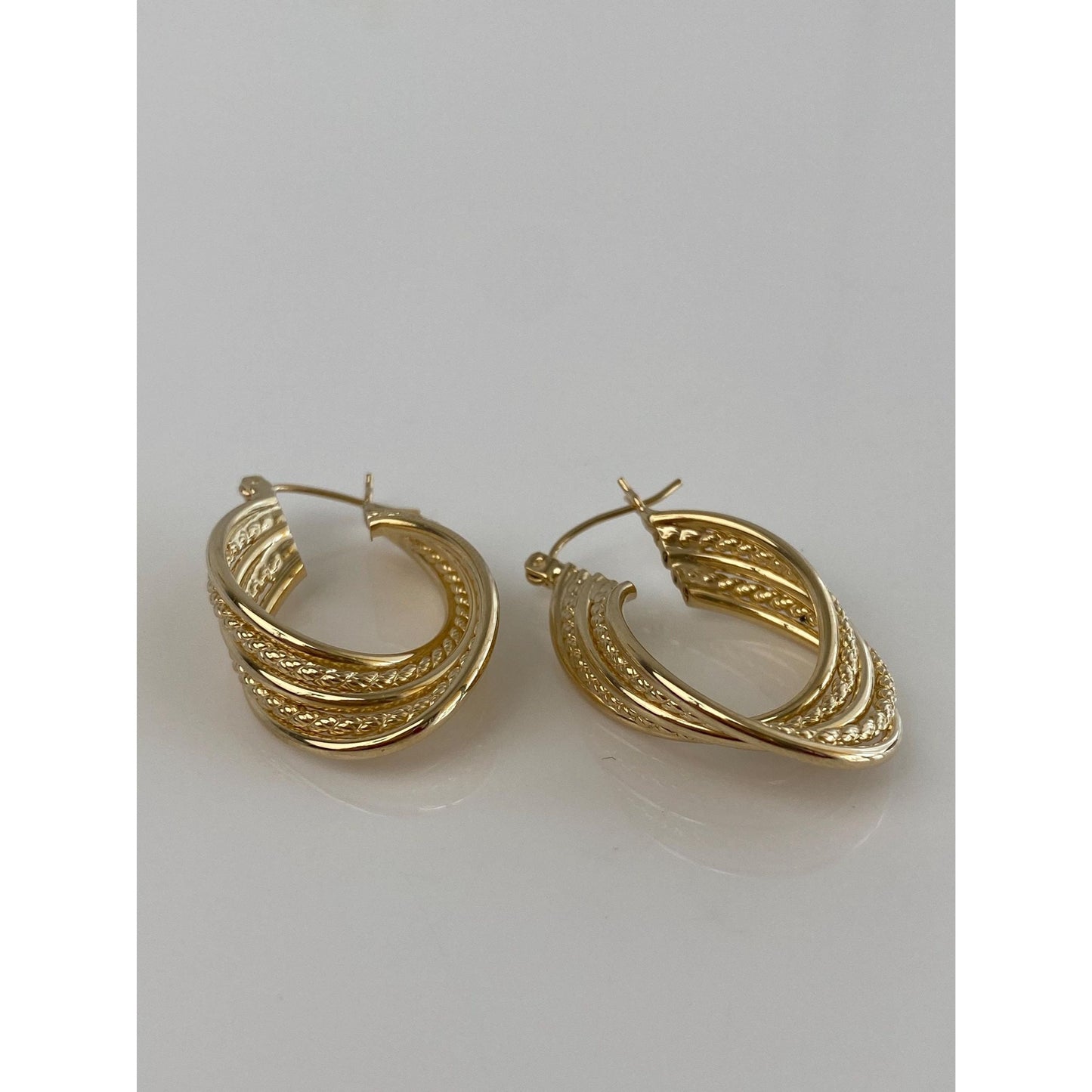 Vintage 14k Yellow Gold Layered Hoop Earrings