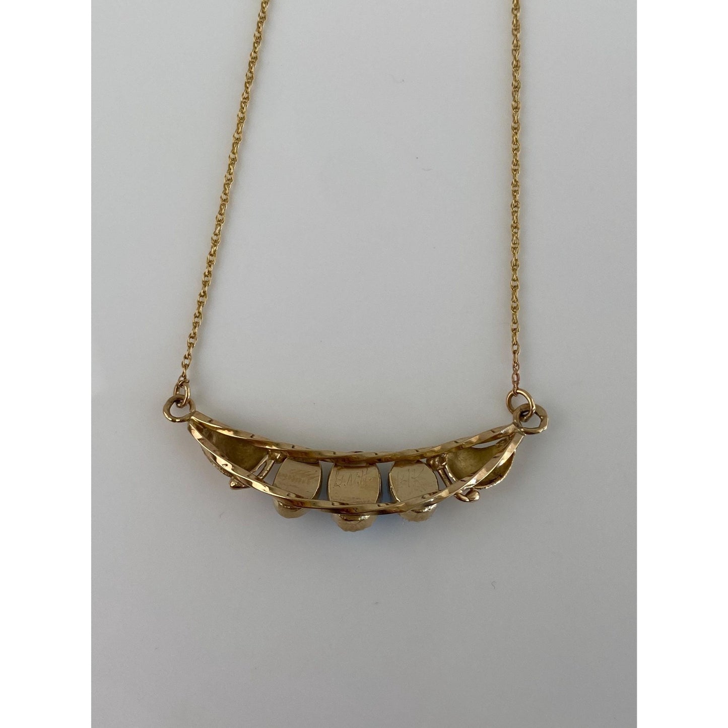 Vintage Solid 14k Yellow Gold Turquoise Leaves Dainty Chain Necklace - 15.75 inches