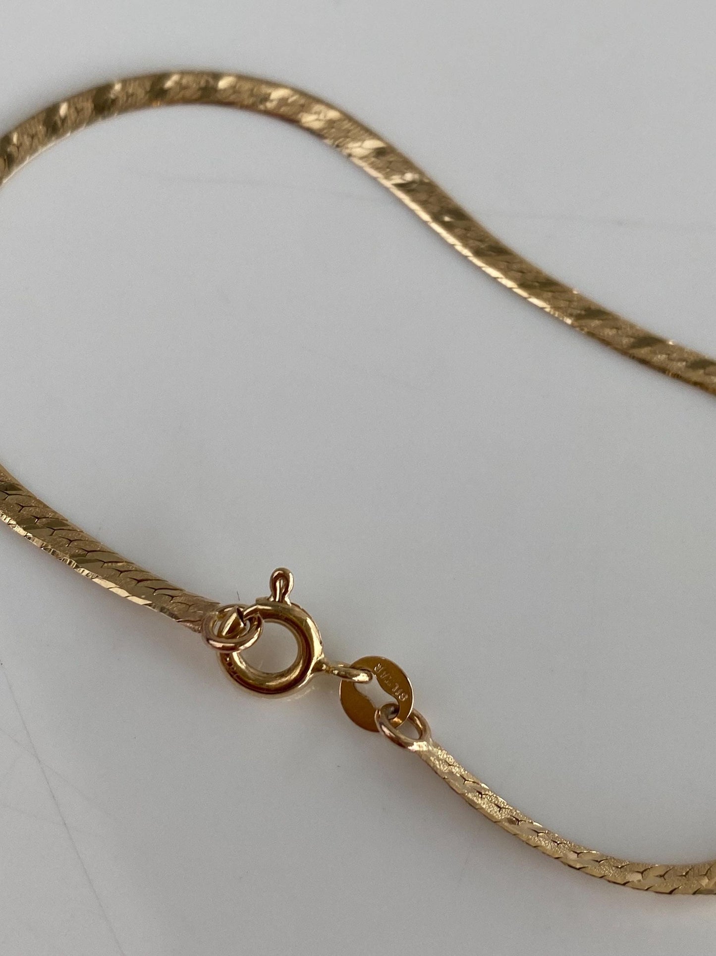 Vintage Solid 14k Yellow Gold Pattern Herringbone Chain Bracelet - 7 inches
