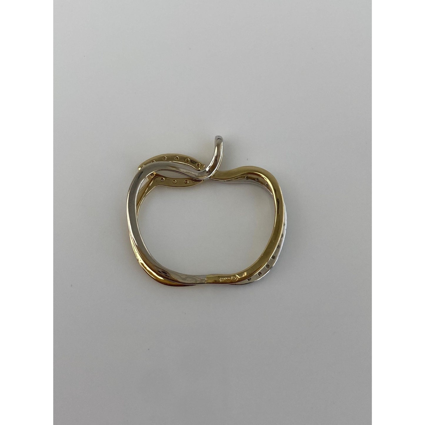 Solid 14k White & Yellow Gold Diamond Apple Slide Charm