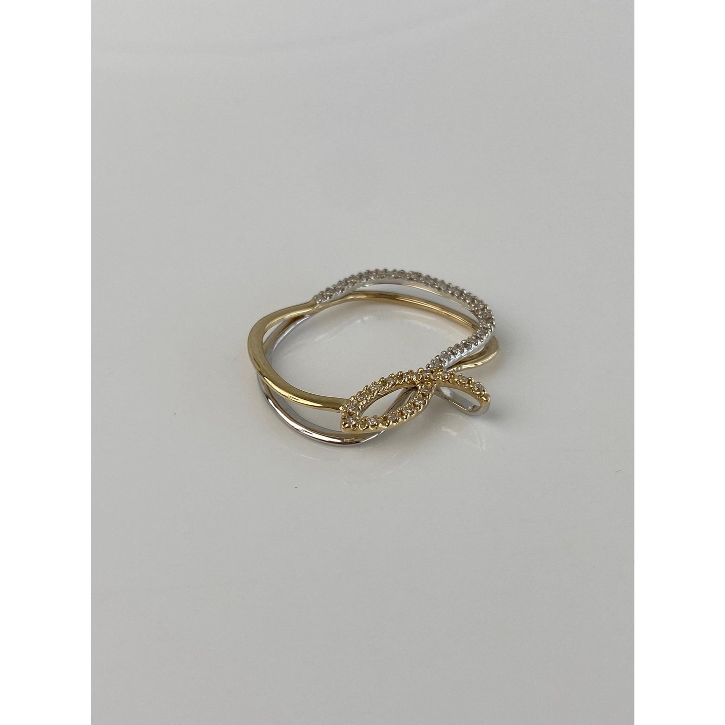 Solid 14k White & Yellow Gold Diamond Apple Slide Charm