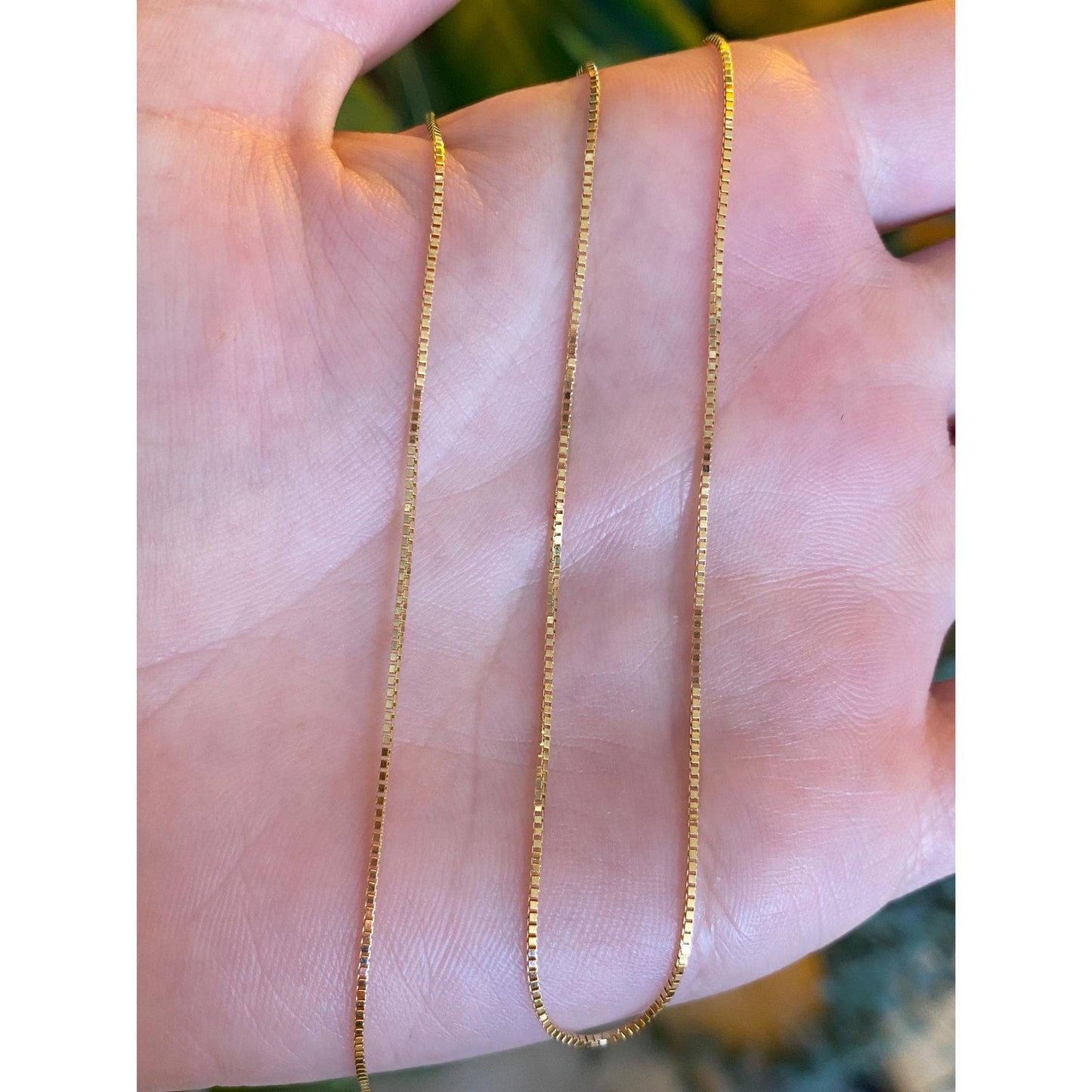 Vintage Solid 14k Yellow Gold Box Chain Necklace - 16 inches