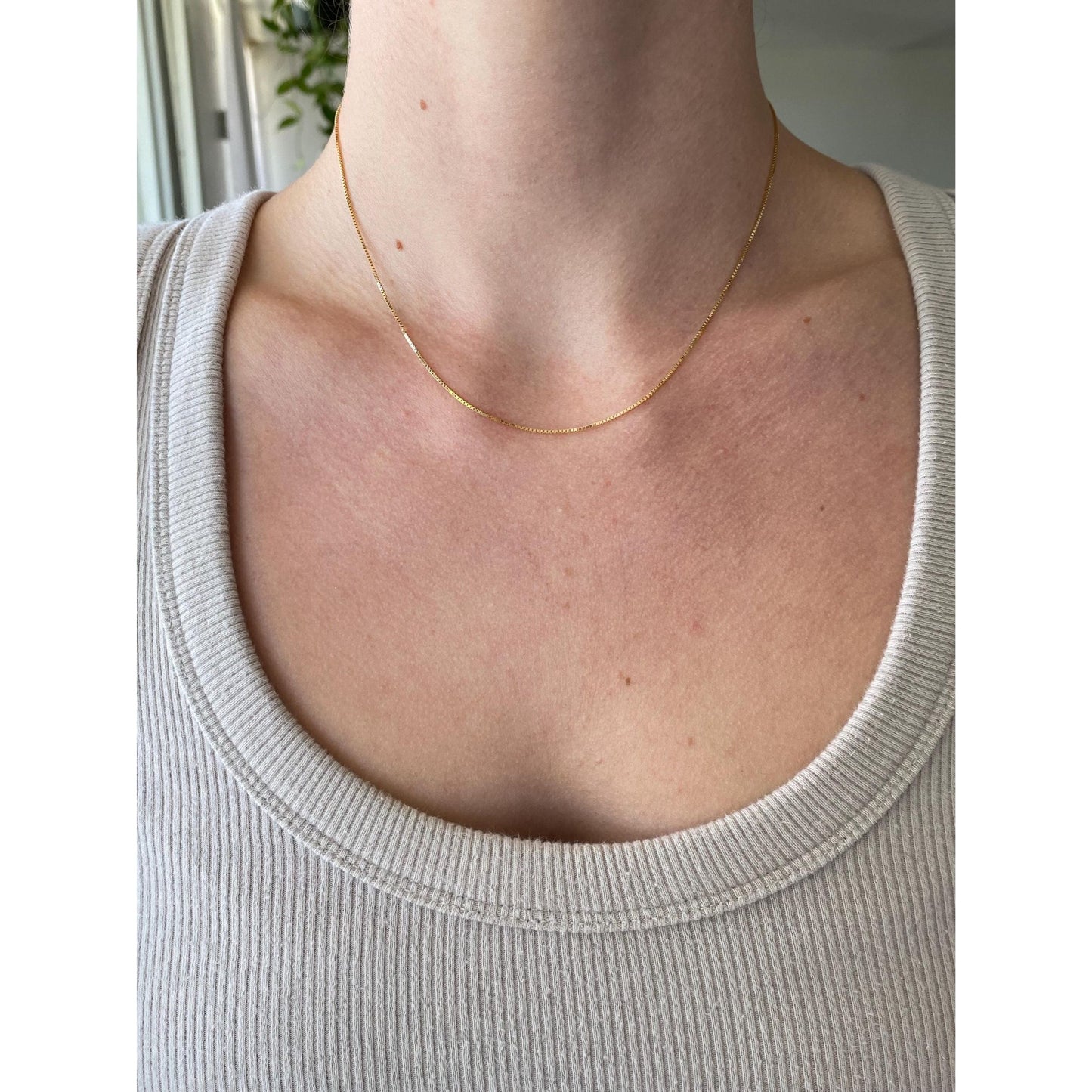 Vintage Solid 14k Yellow Gold Box Chain Necklace - 16 inches