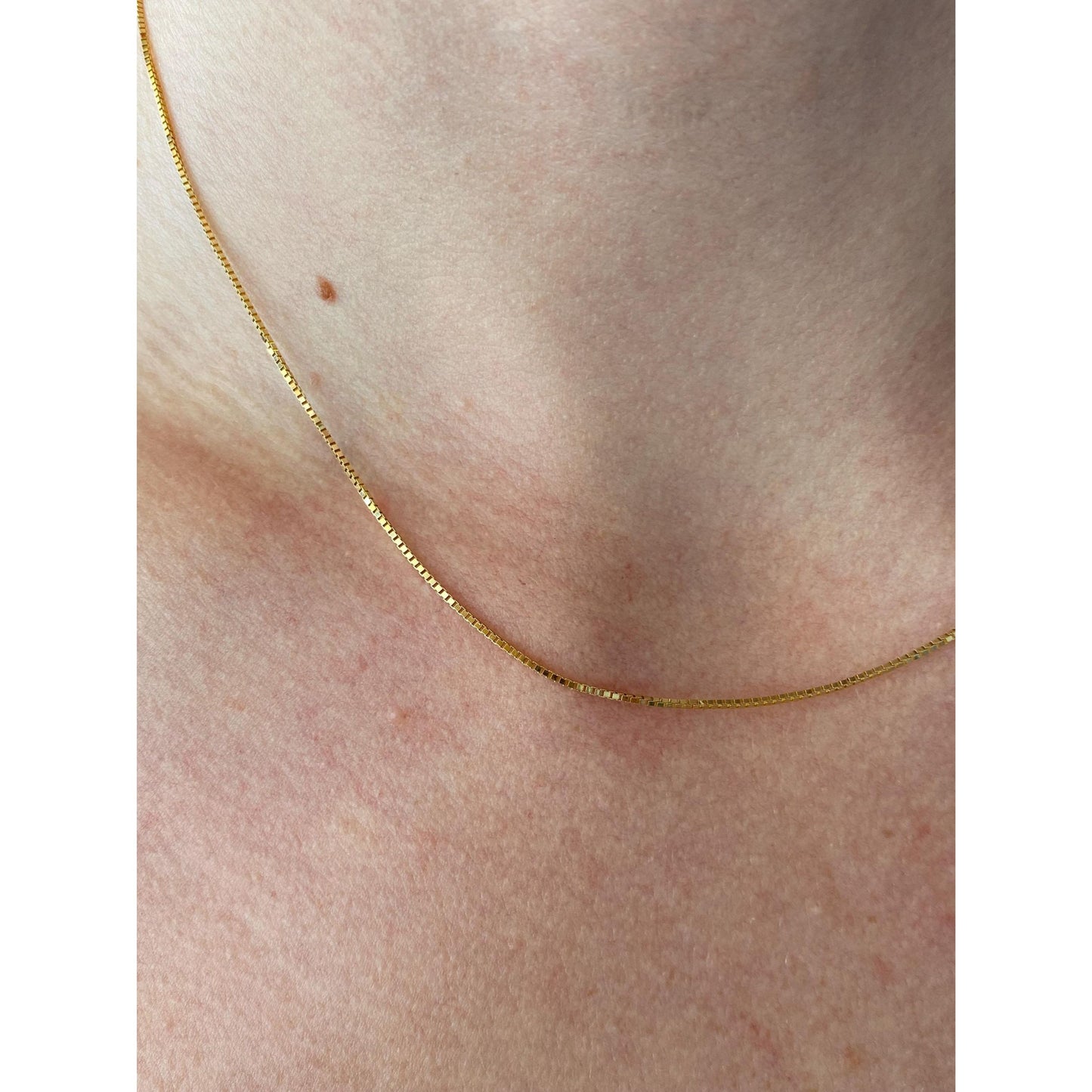 Vintage Solid 14k Yellow Gold Box Chain Necklace - 16 inches
