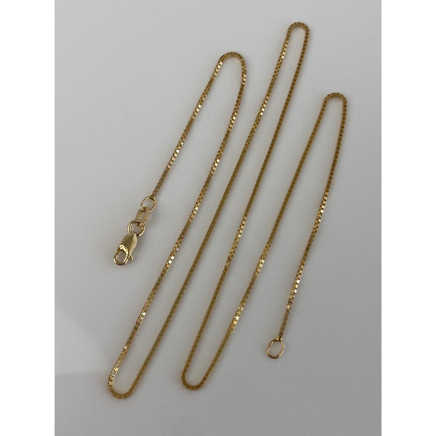 Vintage Solid 14k Yellow Gold Box Chain Necklace - 16 inches