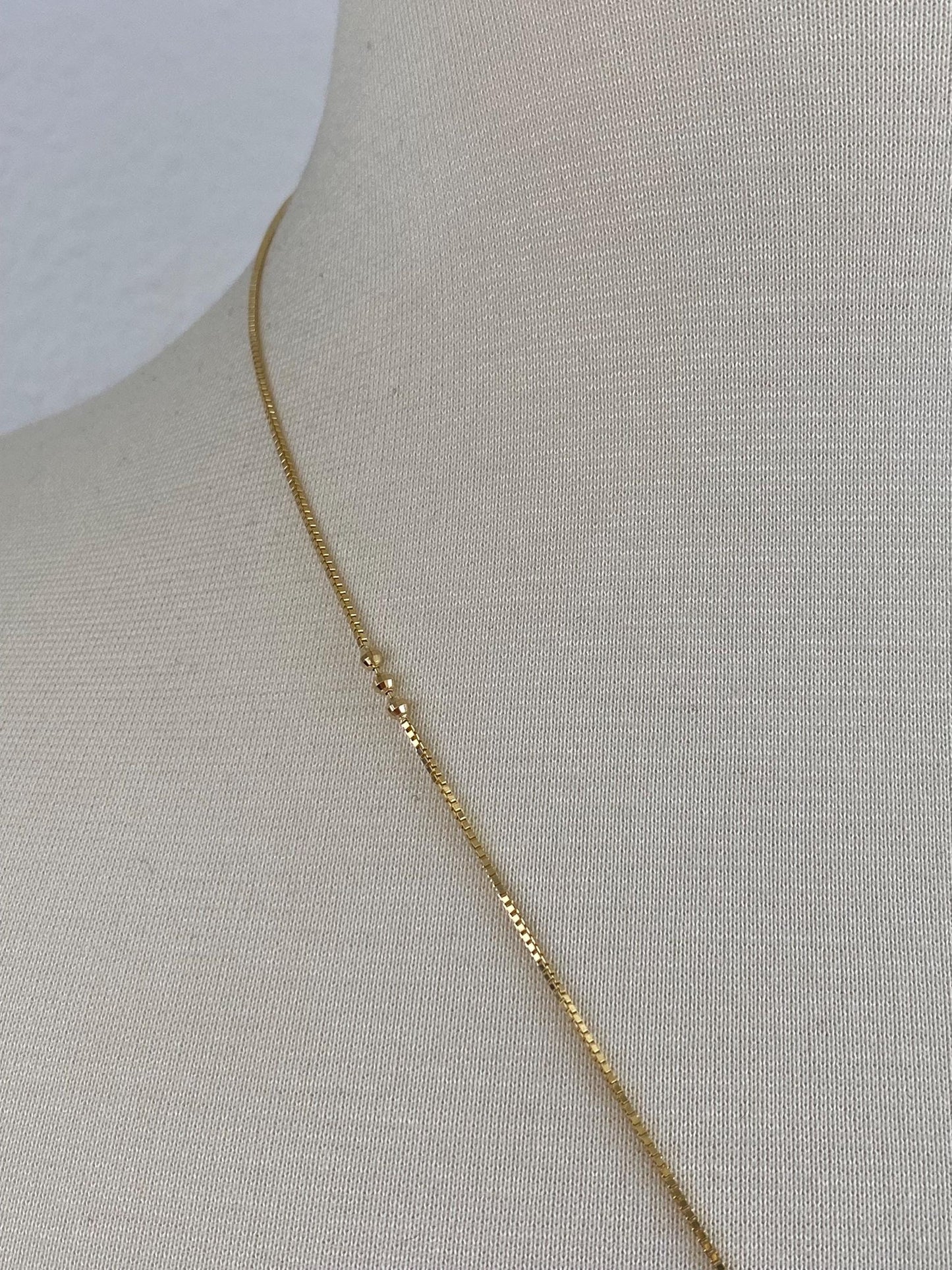 Solid 18k Yellow Gold White & Peacock Pearl Box Chain Lariat Necklace - 21.5 inches
