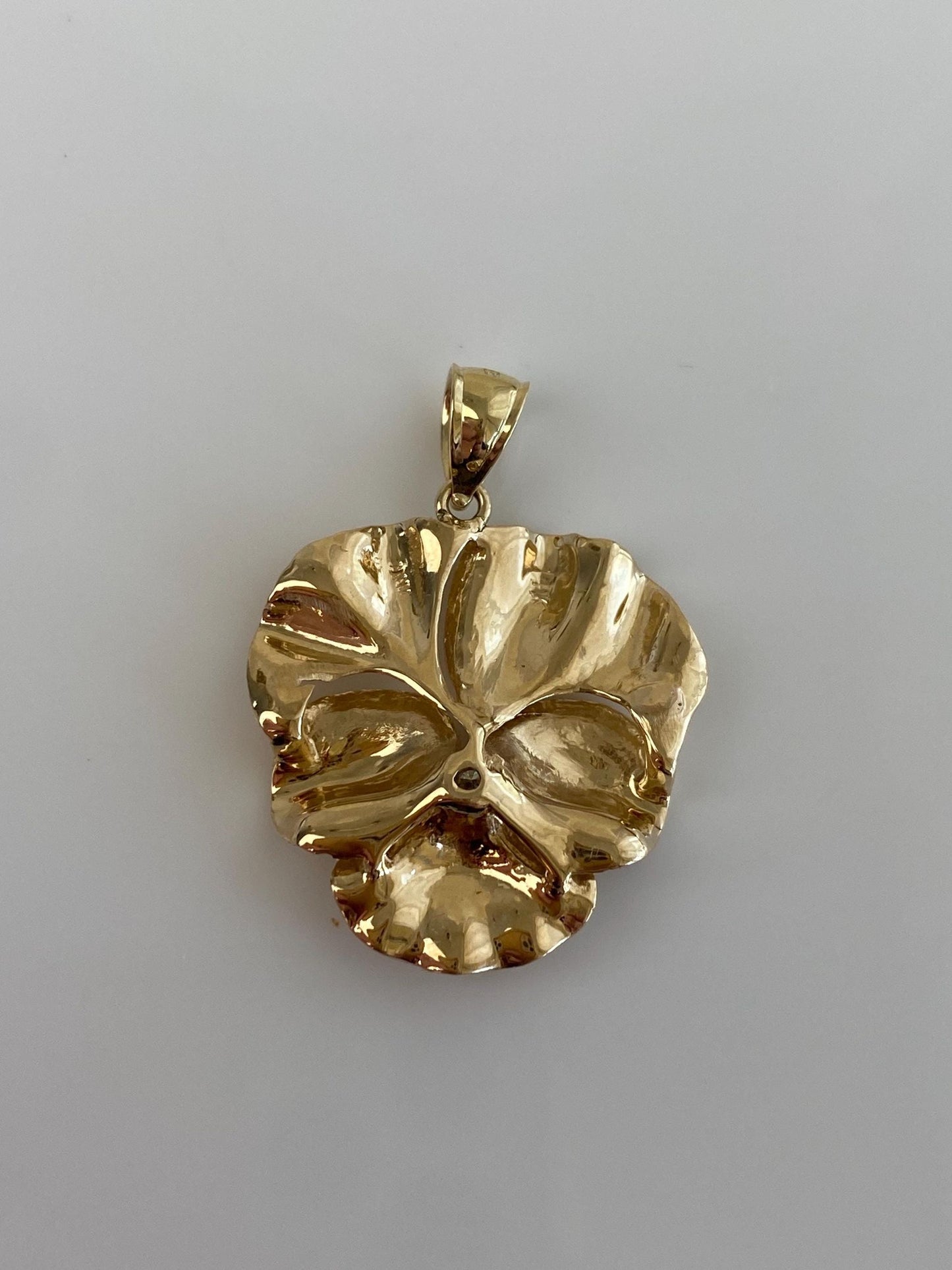 Vintage Solid 14k Yellow Gold Diamond Flower Charm