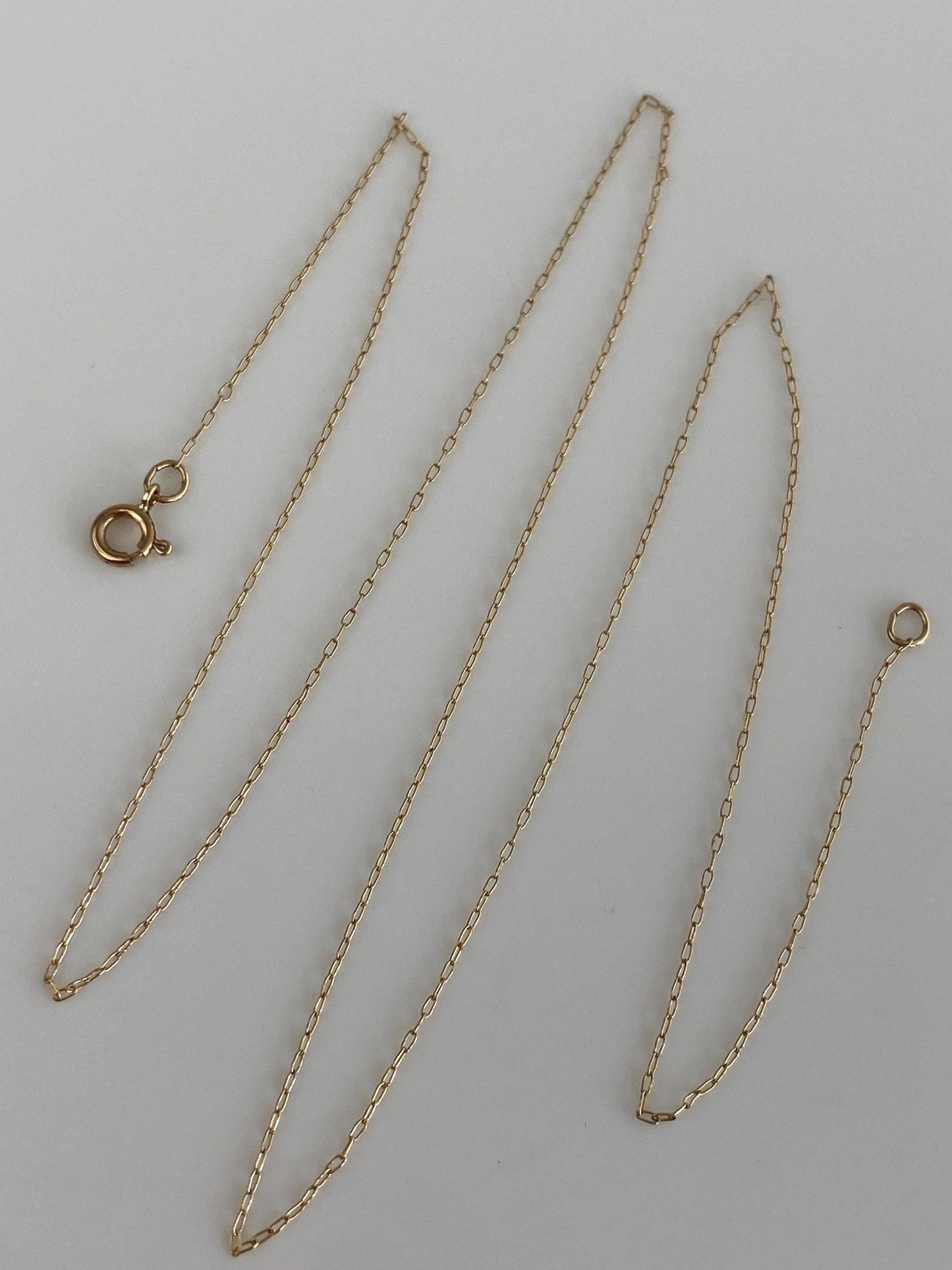 Vintage Solid 14k Yellow Gold Dainty Elongated Cable Chain Necklace - 16 inches