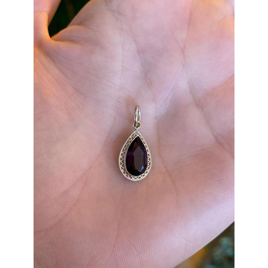 Vintage Solid 10k White Gold Purple Cubic Zirconia Stick Pin Conversion Charm