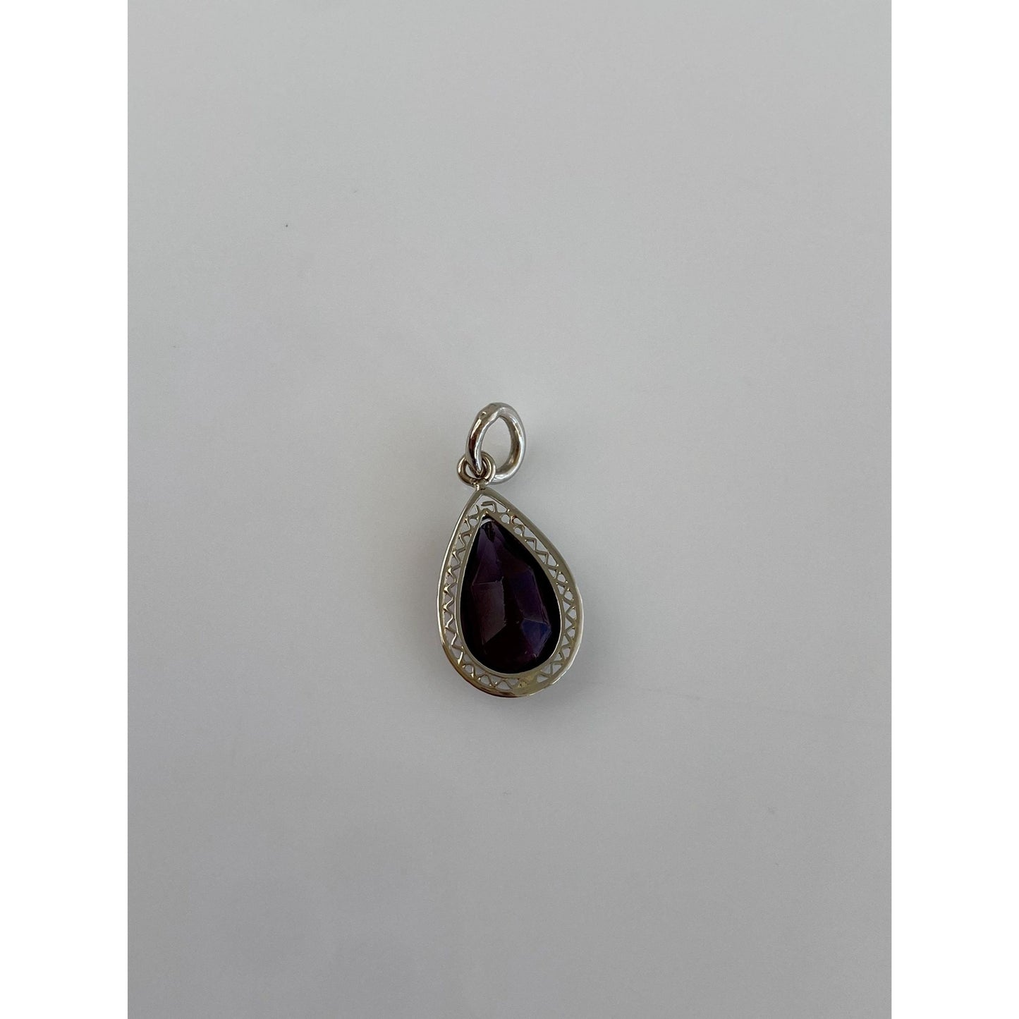 Vintage Solid 10k White Gold Purple Cubic Zirconia Stick Pin Conversion Charm