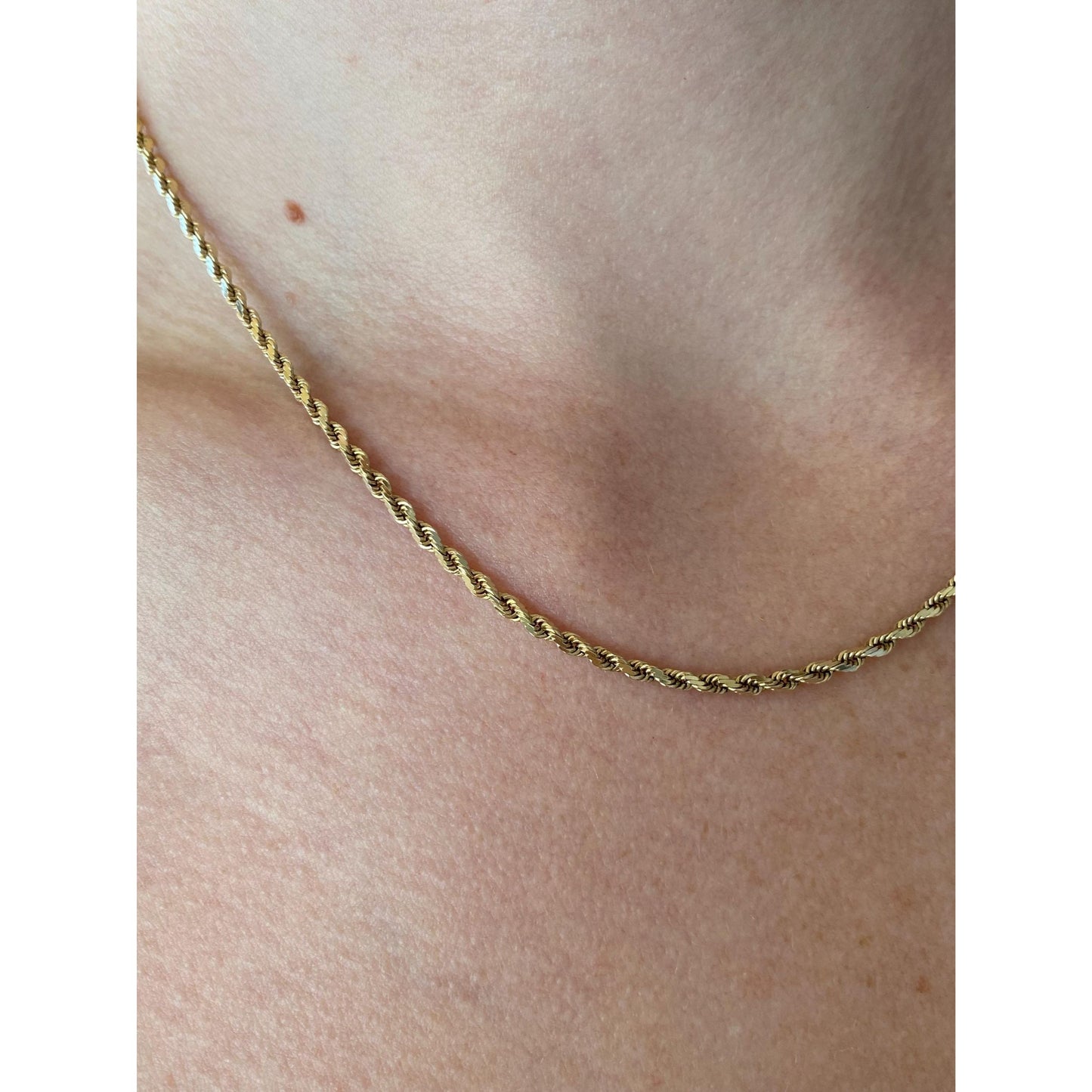 Vintage Solid 14k Yellow Gold Rope Chain Necklace - 16.5 inches
